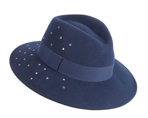 Majestic Wide Brim Navy Fedora Felt Hat for a Touch of Luxury ...